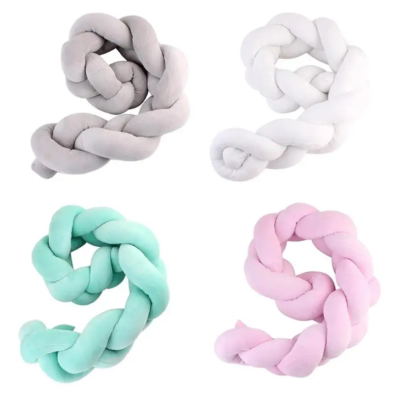 

2/2.5 M Length Nodic Knot Newborn Bumper Long Knotted Braid Pillow Protector Pacification Toy Pure Color Weaving Knot for Kids