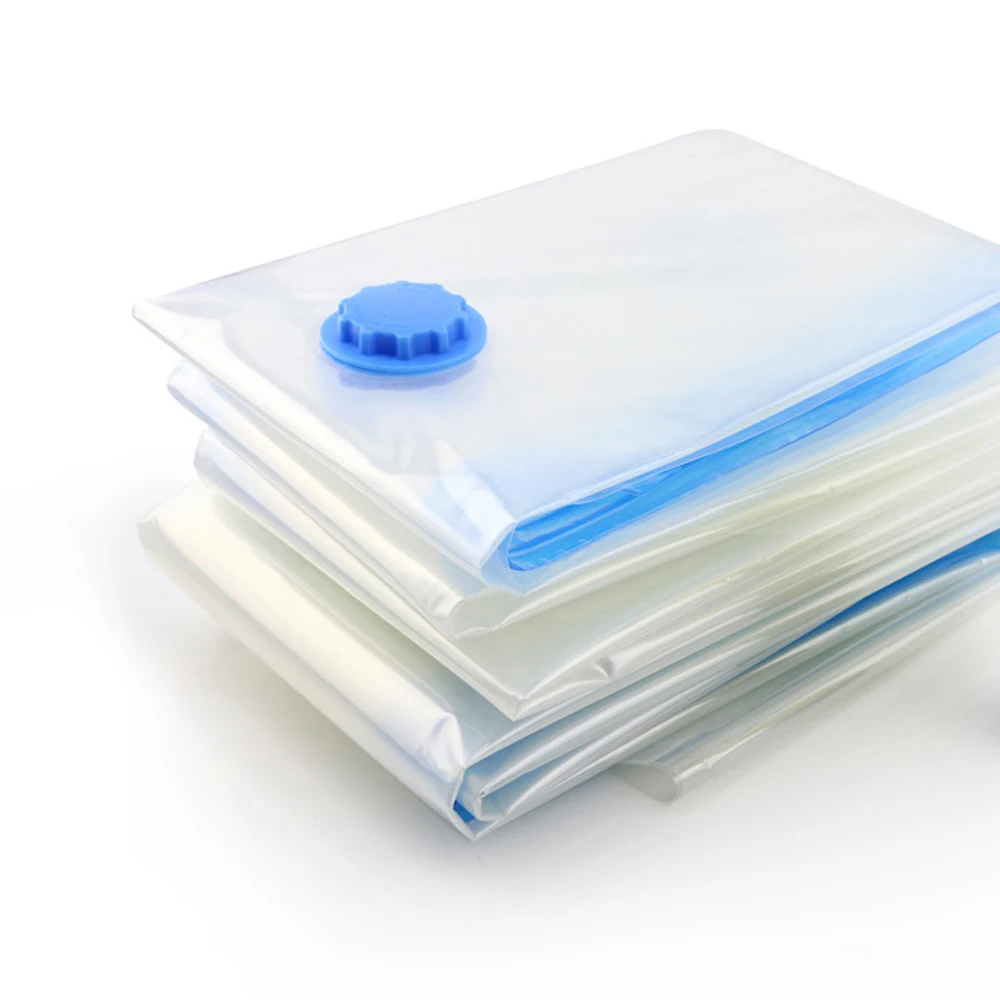 

1PC Home Vacuum Bag For Clothes Storage Bag With Valve Transparent Border Foldable Compressed Organizer Space Saving Seal Packet