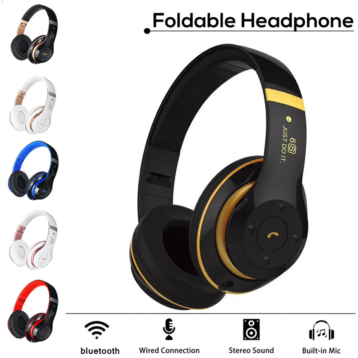 

bluetooth Over Ear Headphones Foldable Stereo Wireless Headset Noise Cancelling Built-in Mic TF FM for PC/Cell Phones/TV
