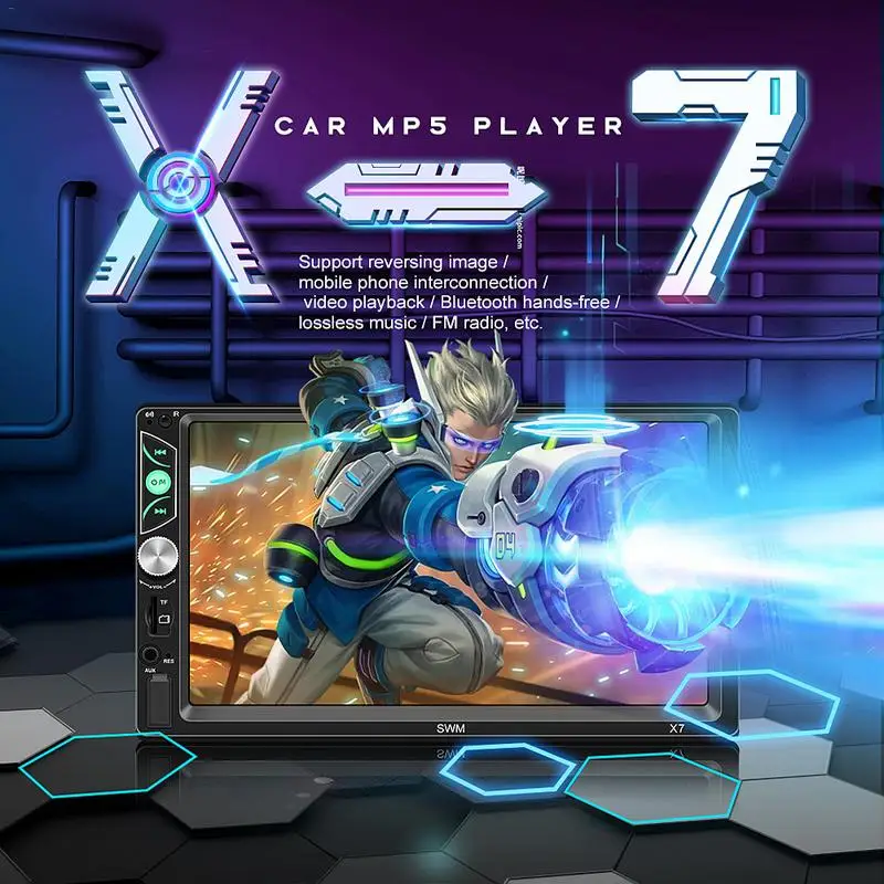 

7" 2 DIN MP5 Car MP3 Player Bluetooth Touch Screen Stereo Radio Camera Supports Android IOS System Mirror Connection