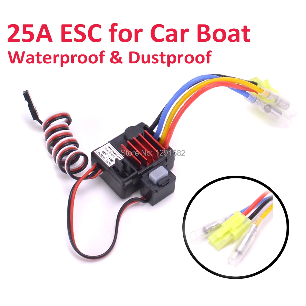 

High Quality 25A ESC Brush Electronical Speed Controller 1-2S wafterproof dustproof for 1/18 RC Car Boat various Models
