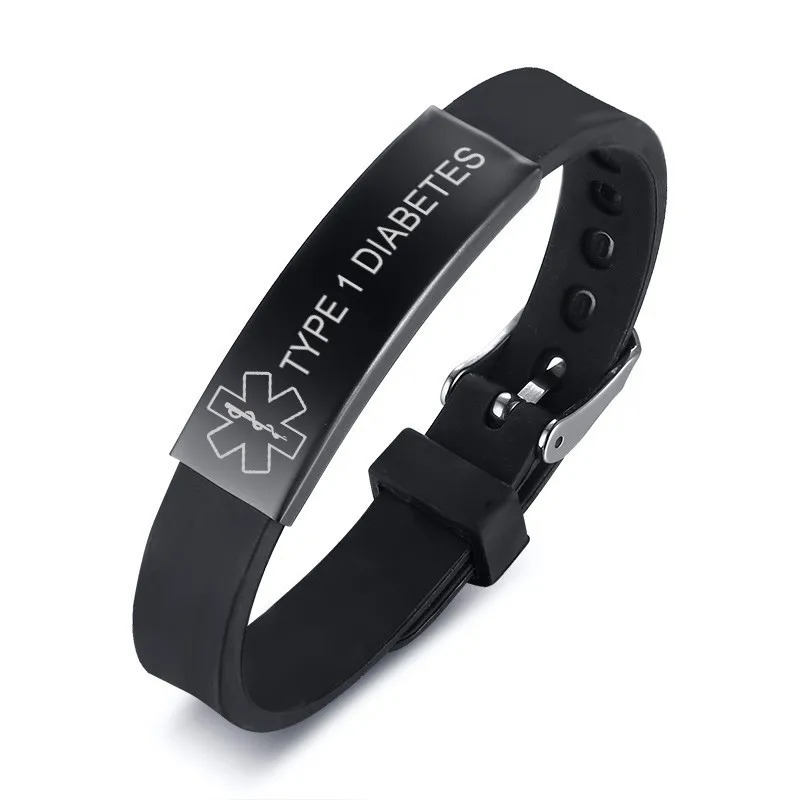 

Silicone Sport Medical Alert ID Bracelets for Women Kids Personalized Custom Engrave Disease Name Emergency Remind Accessory