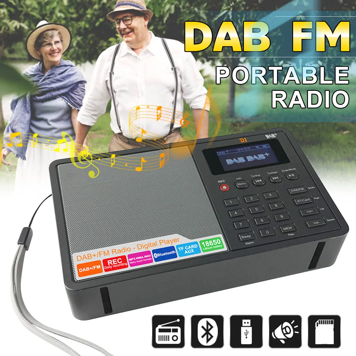 

LCD Digital Radio FM DAB/DAB+bluetooth 1.8 Inch TFT Screen Portable Speaker Radio MP3 Music Alarm Clock Support RDS Home Gift
