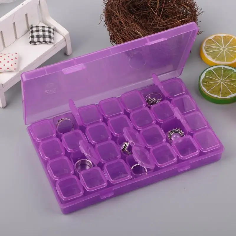 

28 Grids Storage Boxes Plastic Nail Art Tools Jewelry Case Organizer Holder Makeup Cosmestic Organizer Home Storage Box