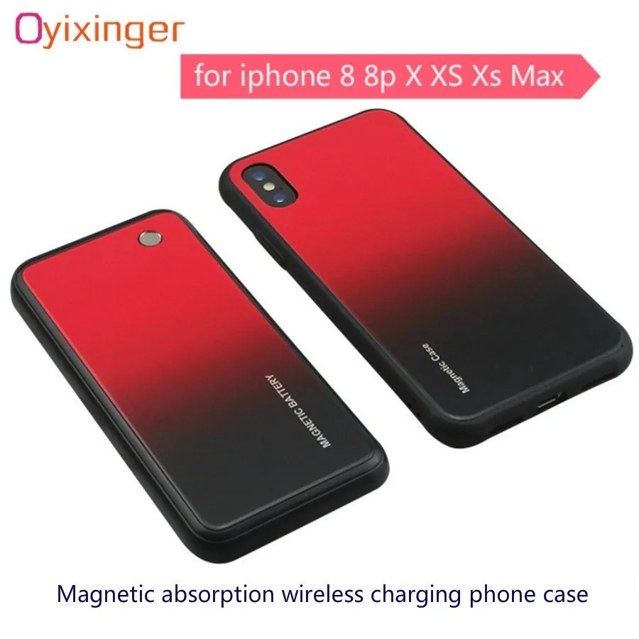

2019 Power Bank Cases Wireless Charger Back Clamp 5000 mAh For Iphone 8 Plus XR 8P X Xs Max Portable Battery Magnetic Phone Case