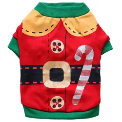 Мода Рождество Санта Стиль хлопковая, для домашней Собаки Футболка Щенок трикотаж одежда осень зима Удобная одежда 3 типа