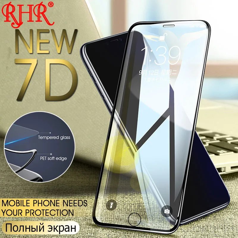 Beste RHR 7D Volledige Cover Screen Protector Glas Voor iPhone 6 6 s 7 8 Plus Gehard Glas Op Voor iPhone 6 6 s 7 8 Beschermende Glas Film