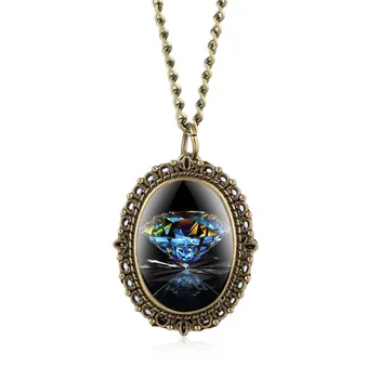 

Relogio Feminino Pocket Watch with Chains for Women Men Delicate Diamond Pattern Pocket Watches Oval Gift for Pocket Watch