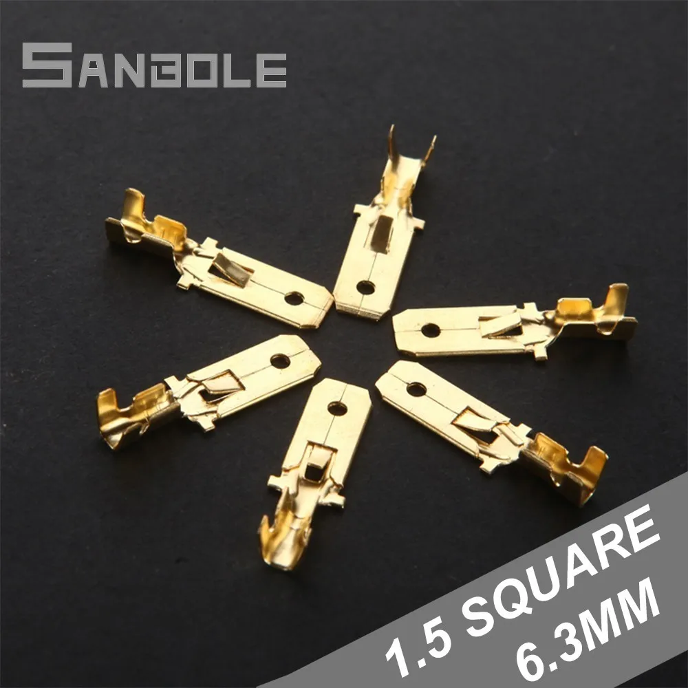 

Terminal 6.3mm 1.5 square Gold Insert Male Head Copper Wire Connection Plug-in Connector (500PCS)