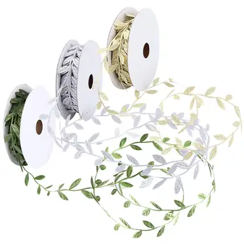 

Leaf Ribbons Green /Leaf /Silver Leaf Ribbon Trim Spool 10Yd X 3 Pack