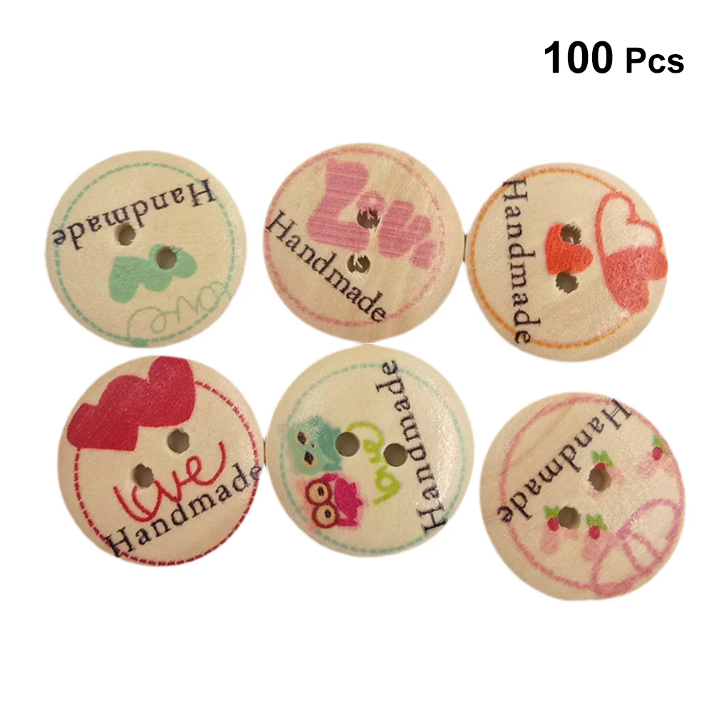 

50pcs 20mm DIY Buttons Wooden "handmade" Lettering Lovely Decorative Practical Buttons Accessory for Crafts Christmas