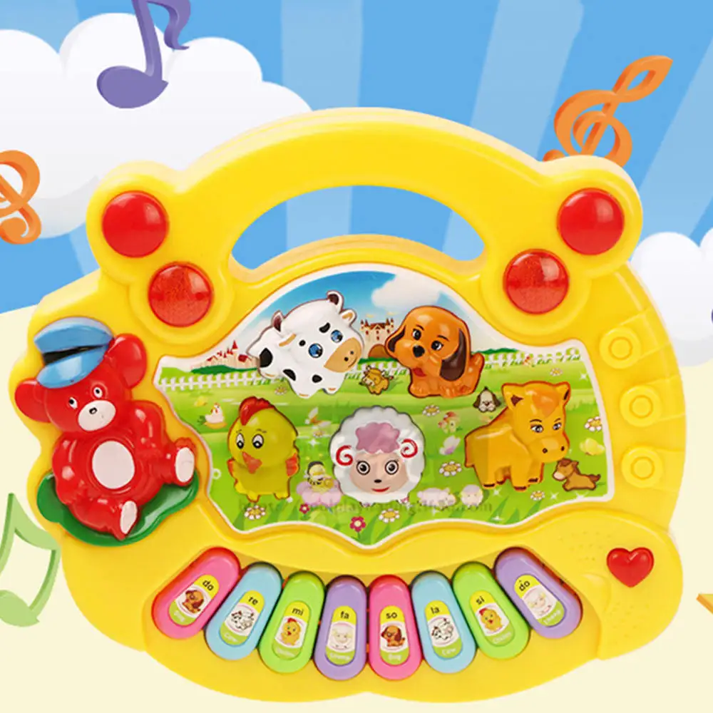 Canciones de música nueva útil bebé chico granja Animal música de Piano de juguete de desarrollo amarillo Brinquedo Educativo Canciones de música nueva útil bebé chico granja Animal música de Piano de juguete de desarrollo amarillo Brinquedo Educativo