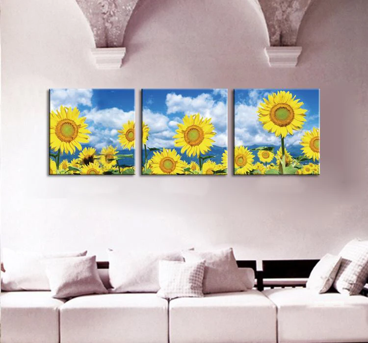 3 Panel Wall Painting Sunflower Home Decor Art Picture ...