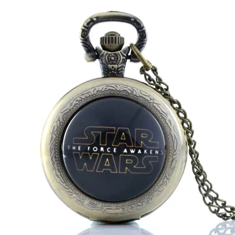 IBEINA Звездные войны тема Полный Охотник кварцевые гравированные Fob ретро кулон карманные часы цепь подарочные карманные часы Мужские кварцевые открытые
