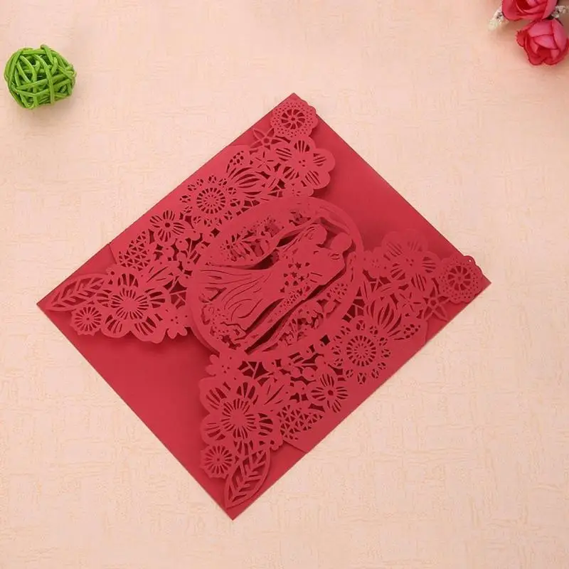 

10Pcs Hollow Wedding invitations Card Delicate Carved Lovers Pattern Wedding Greeting Cards Party Card invitation Event