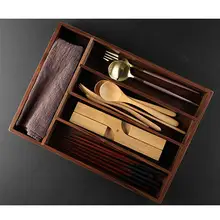 1 шт. ящик для хранения столовых приборов черный орех западный стиль ящик тип цельного дерева поддон для хранения посуда органайзер для кухни