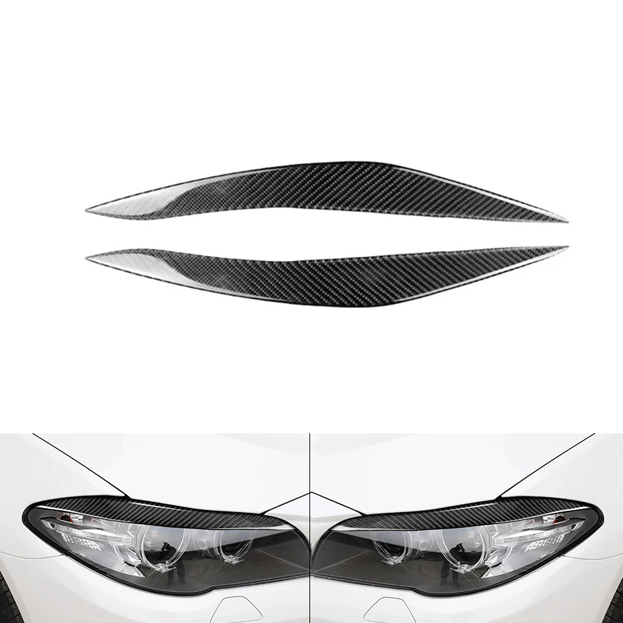 

2pcs Car Headlights Eyebrows Eyelids Car Stickers Carbon Fiber For BMW F10 5 Series F18 520li 525 2011-2017