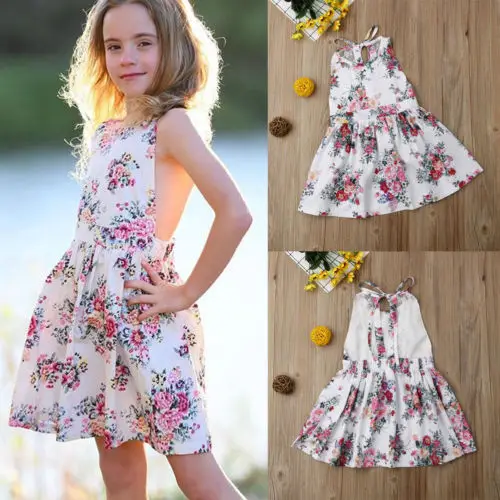 Toddler Kids Baby Girls Summer Lace Dresses Sleeveless Suspender
