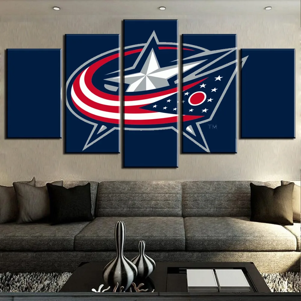 

Framd 5 Piece HD Print Ice Hockey Star Sport Logo Modern Decorative Paintings on Canvas Wall Art for Home Decorations Wall Decor