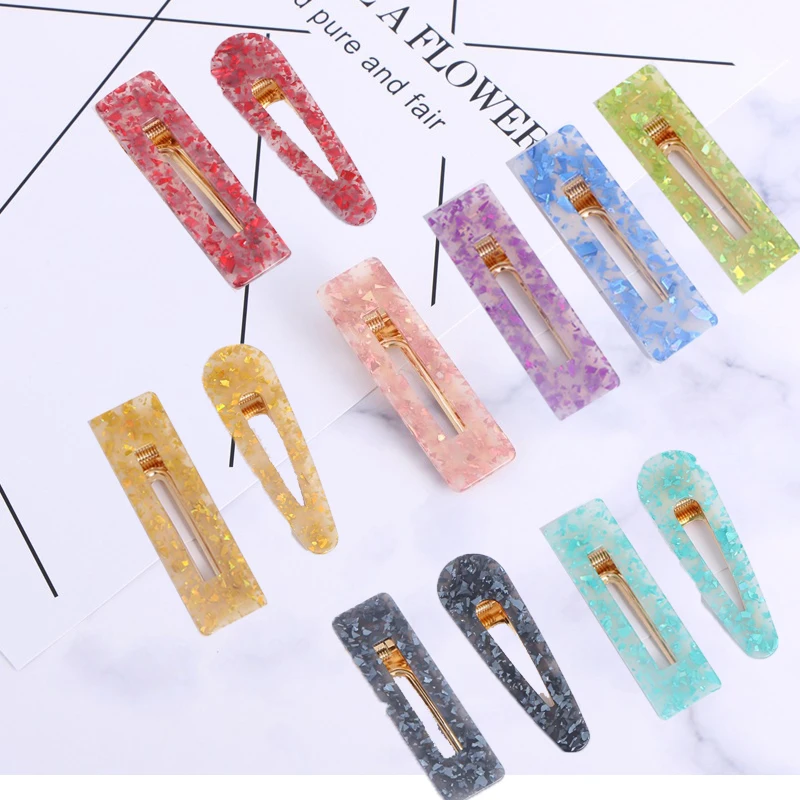 

Trendy shiny fragment hair clip colorful sequin hairpin barrettes hairgrips geometric waterdrop headdress women Hair Accessories