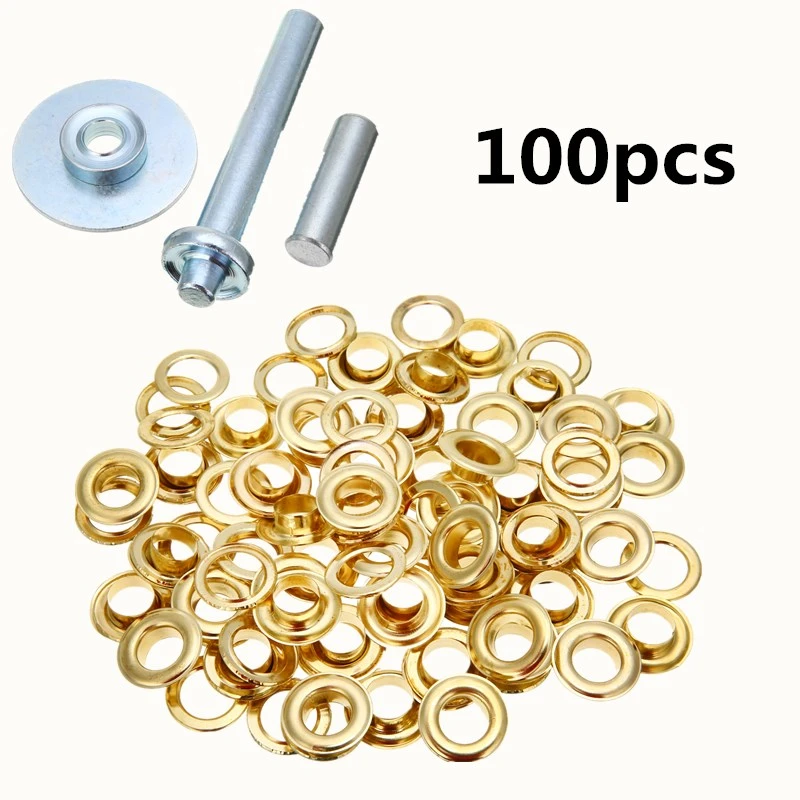 100pcs/set Metal Eyelets Grommets Diy Eyelet Punch Die Tool Set Tarp