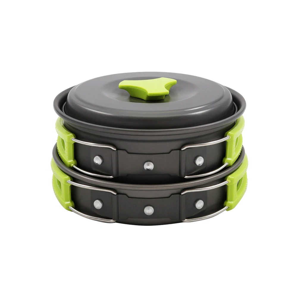

10 Pcs Outdoor Cookware Fully Equipped Cooking Pot Pan Bowl Set Tableware Kit for Camping Outdoor Cooking Picnic