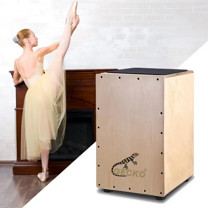 

Wooden Cajon Stringed Percussion Box Gecko Pattern Drummer