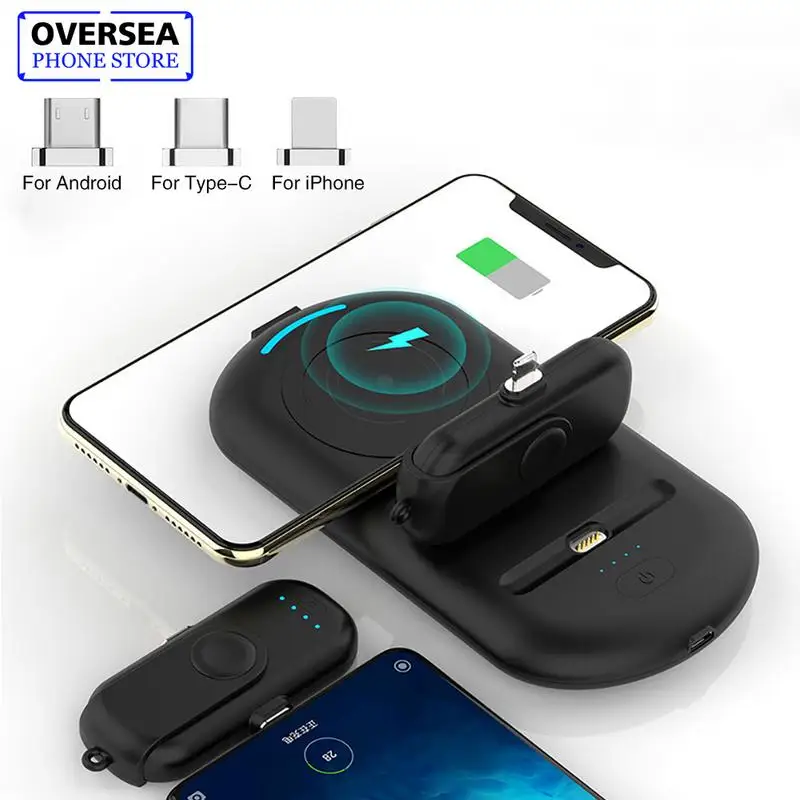 

IOS Android Type-c Wireless Charger Magnetic Mobile Power Mini Finger Emergency Power Bank Portable Universal Mobile Power
