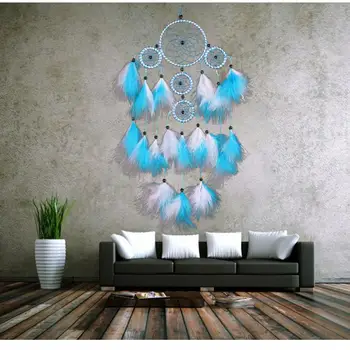 

Feather Handmade Dream Catcher Indian Style Crafts Woven Wall Hanging Decoration White Dreamcatcher Wedding Hanging Decorations