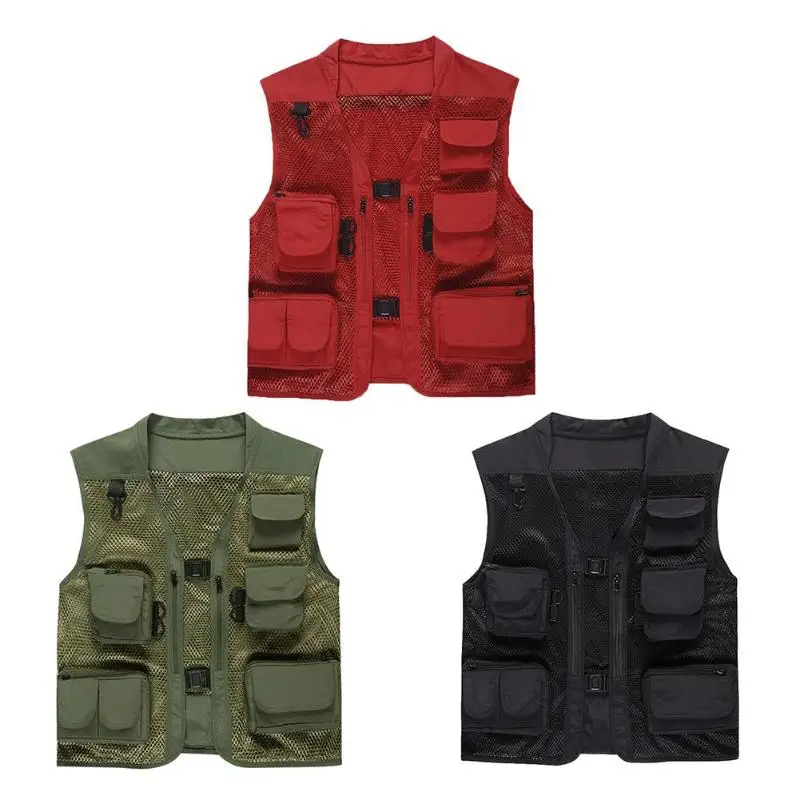 

Outdoor Men Camping Hunting Fishing Hiking Vest Quick-Drying Photographer Sleeveless Jacket Multi-Pockets Breathable Clothes