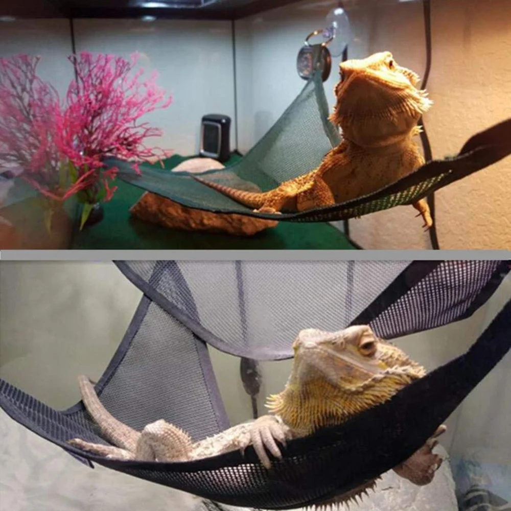 NUOBESTY Reptile Hammock Swing Hanging Bed Lounger Ladder with Suction Cups for Bearded Dragon Leopard Gecko Rat Lizard