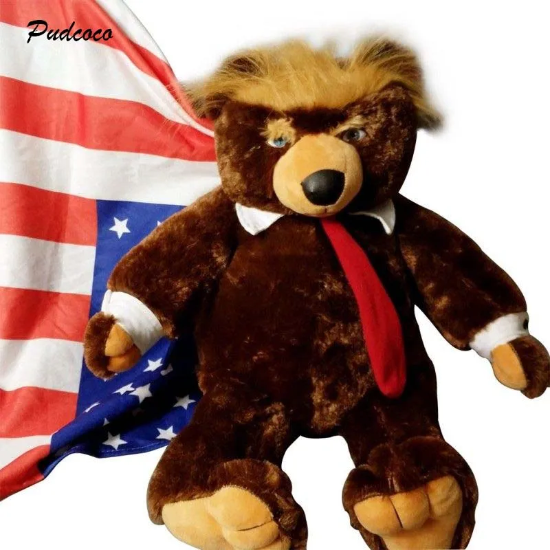 2019 Фирменная Новинка Дональд Трамп Медведь Плюшевые игрушечные лошадки ребенок подарок Прохладный США президент Trumpy с флагом 60/65 см