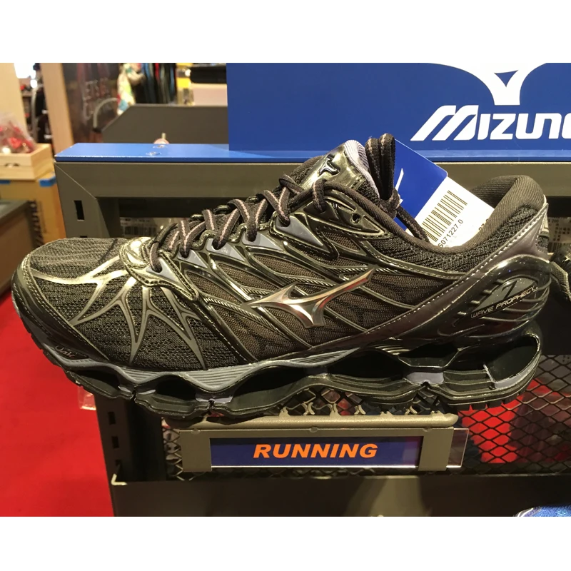 

MIZUNO WAVE Prophecy 7 professional Men Shoes Outdoor Air Cushioning Sport sneakers Black Silver Weightlifting Shoes Size 40-45