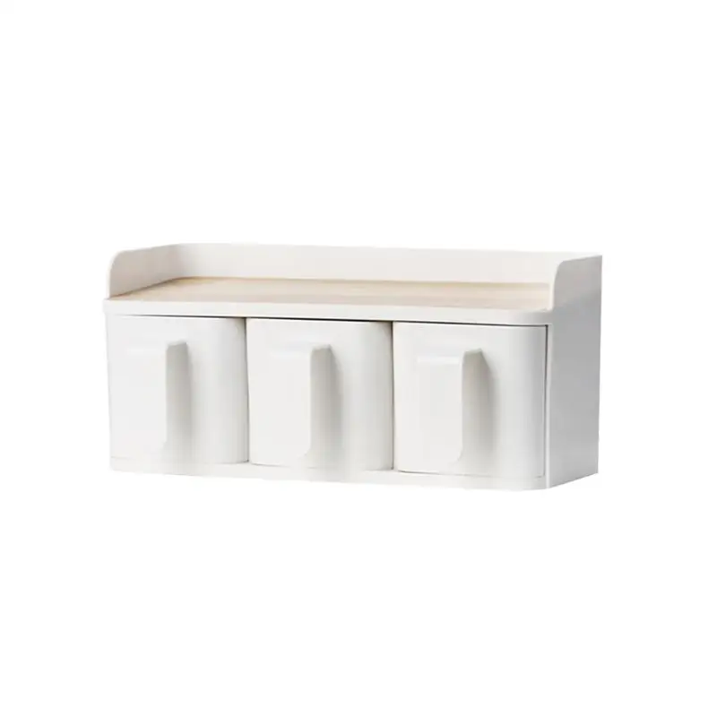 

1 pc Seasoning Box Japanese Style 3 Grids Kitchen Drawer Condiment Spice Container Storage Holder Organizer with Wooden Cover