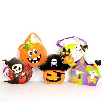 

2019 New Halloween DIY Handmade Candy Gift Bag Kids Children Paper Cartoon Pumpkin Bag Trick Or Treat Toy Halloween Party