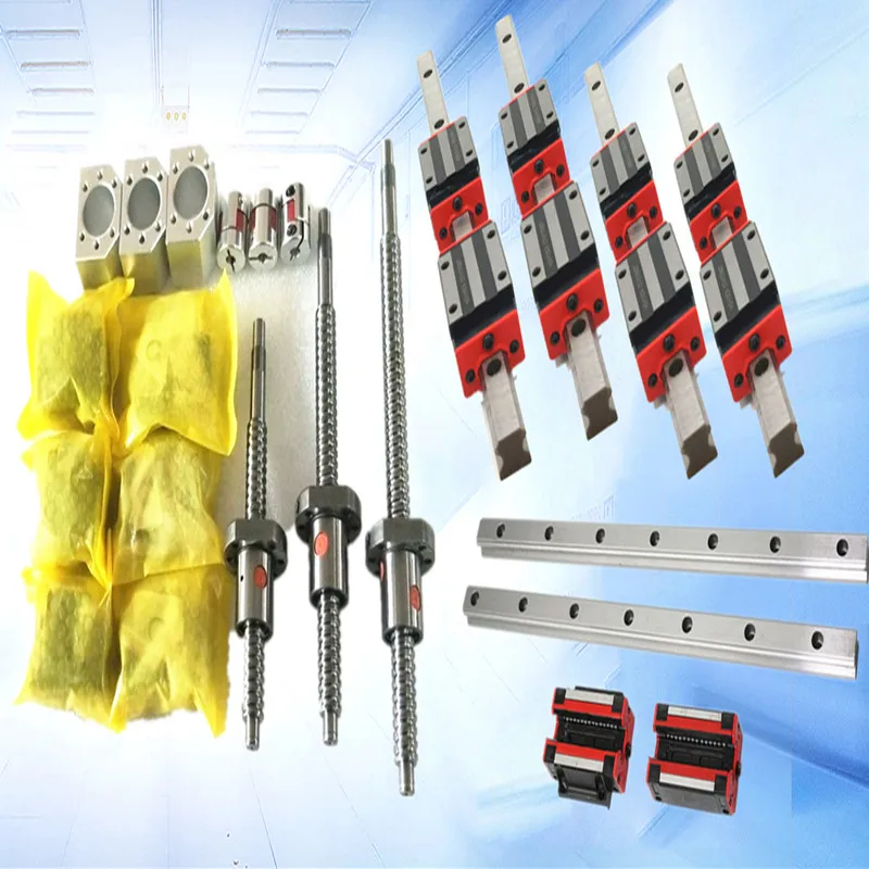 

HLTNC 3 kits linear rail HGR20 500/1300/1500mm+4PCS 2005 ballscrews screws SFU type+4set BK/BF15+4ballut Housing + 4coupler