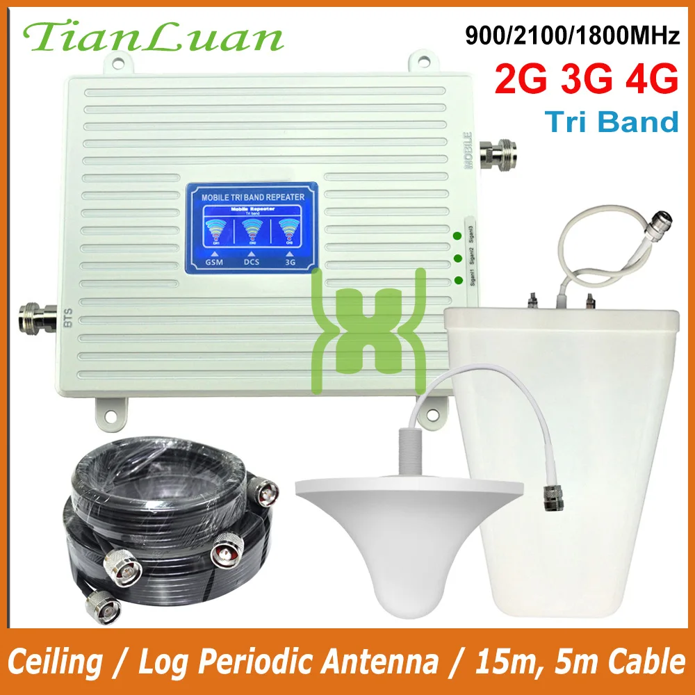 

TianLuan Cellular Signal Repeater 2100MHz 900MHz 1800MHz Mobile Signal Booster 2G 3G 4G LTE FDD GSM W-CDMA Signal Amplifier