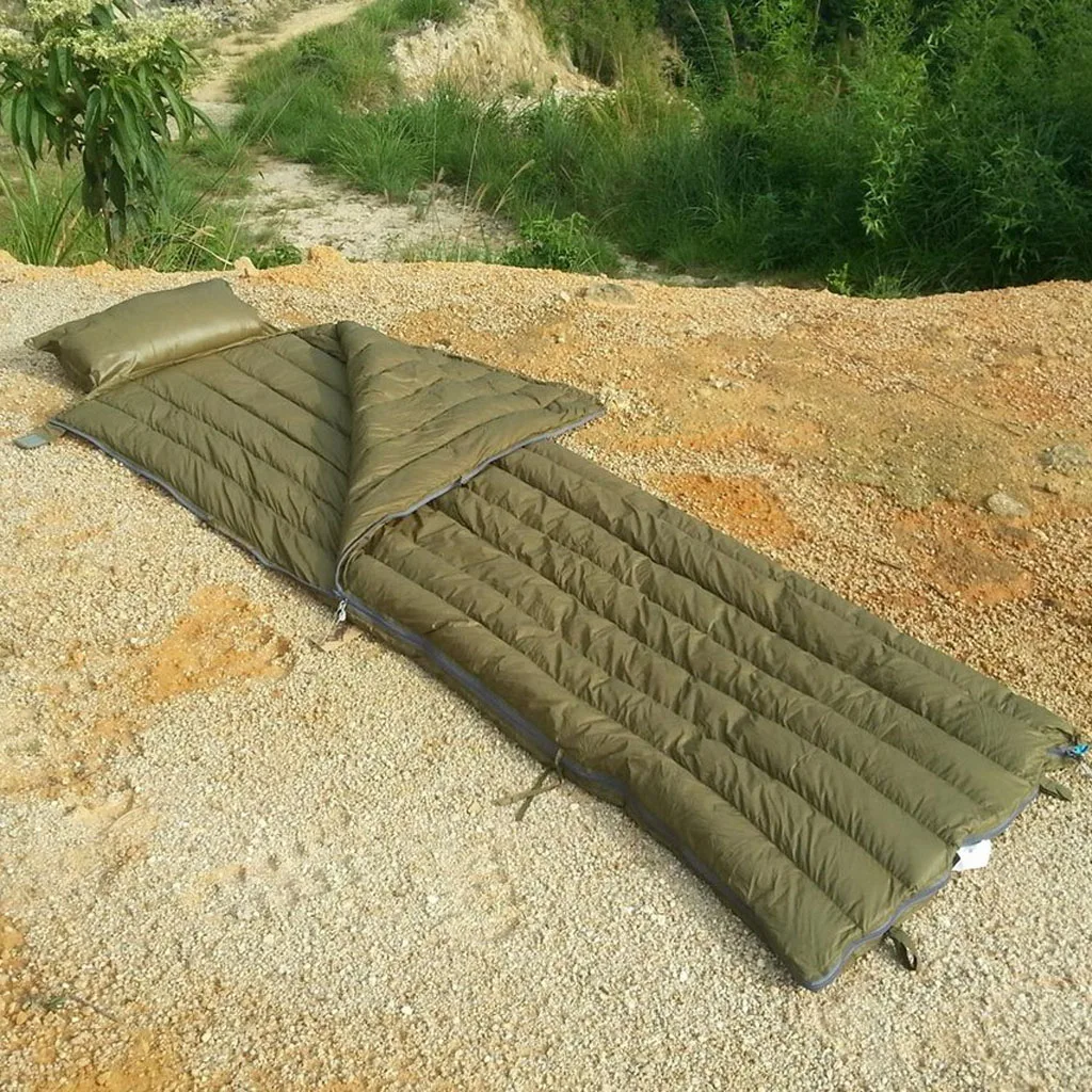 

Ultralight Goose Down Sleeping Bag with Pillow & Compression Bag Army Green
