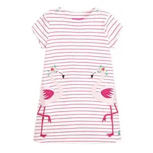 Прыжки метров Принцесса платья Фламинго детская хлопковая одежда летние праздничные платья костюм модные платья для девочек froдетское платье