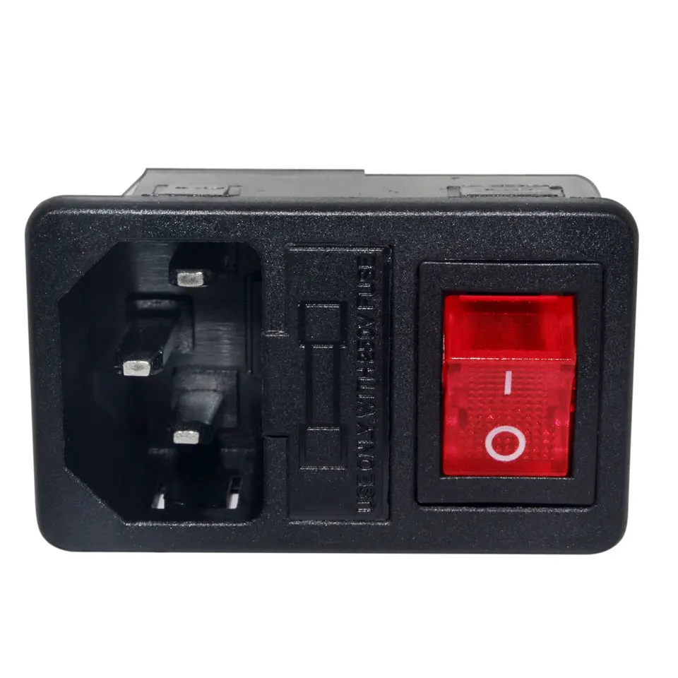 

IEC 320 C14 Red Light Power Rocker Switch Fused Inlet Power Socket Fuse Switch Connector Plug 10A 250V