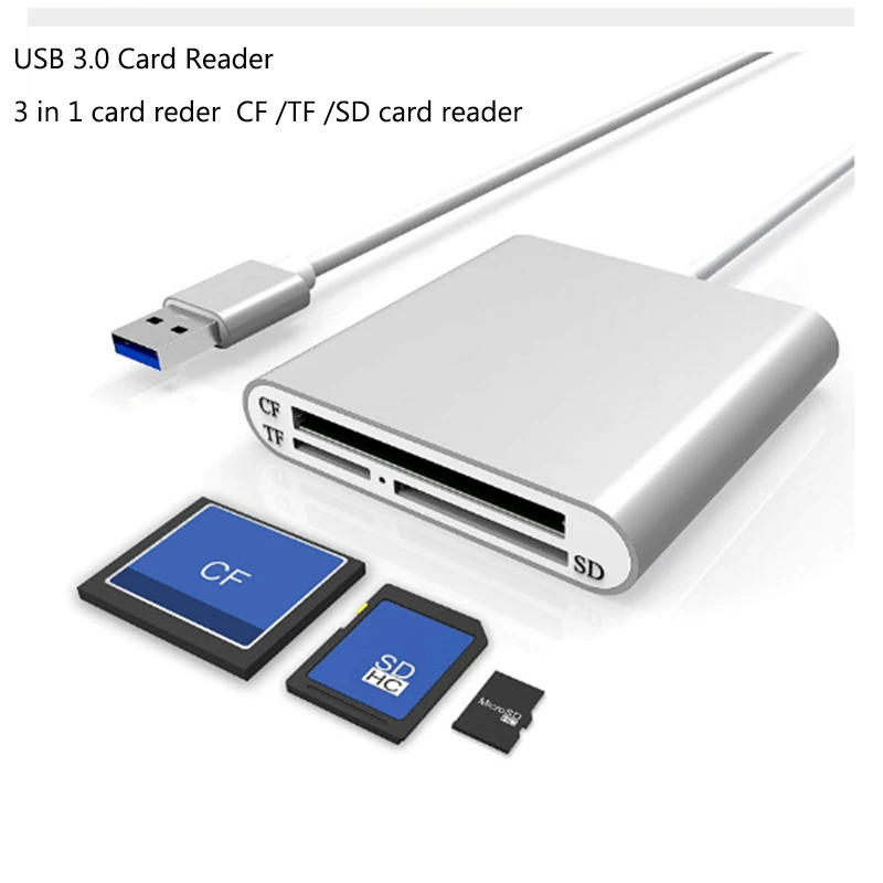 Multi function phone Adapter 3 in 1 USB 3.0 TF CF Micro SD Card Slot