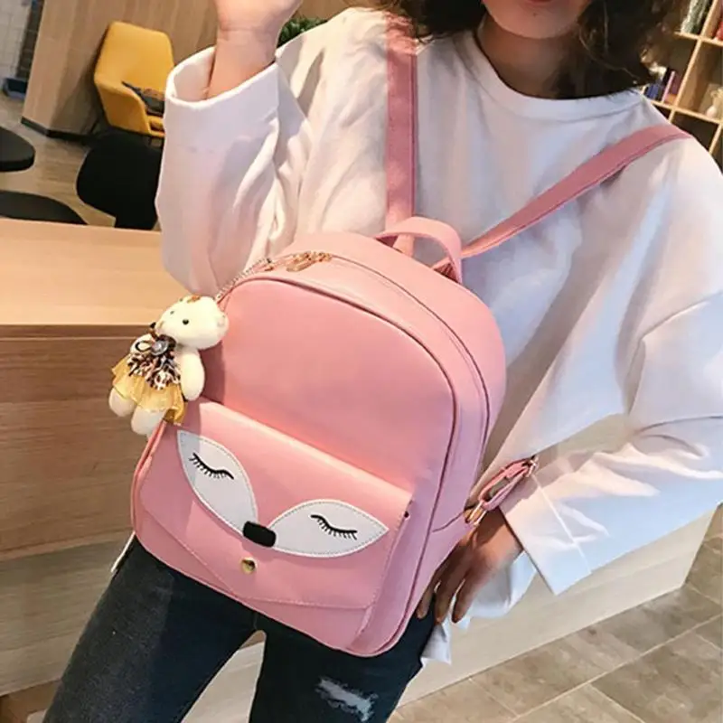 

2019 Children Cartoon Fox 3 Pcs/set Women School Backpacks Waterproof Rucksacks Teenagers Student Book Bag Girls Satchel Mochila