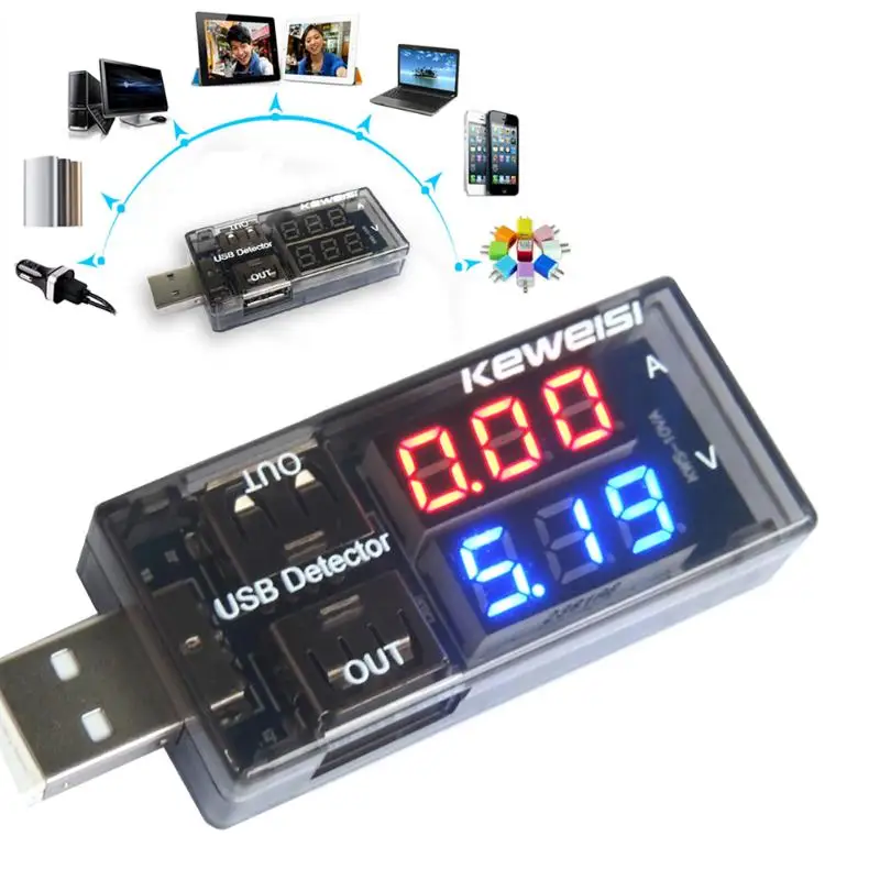 Портативный USB тестер напряжения 3 9 в измеритель амперметр детектор двухрядный