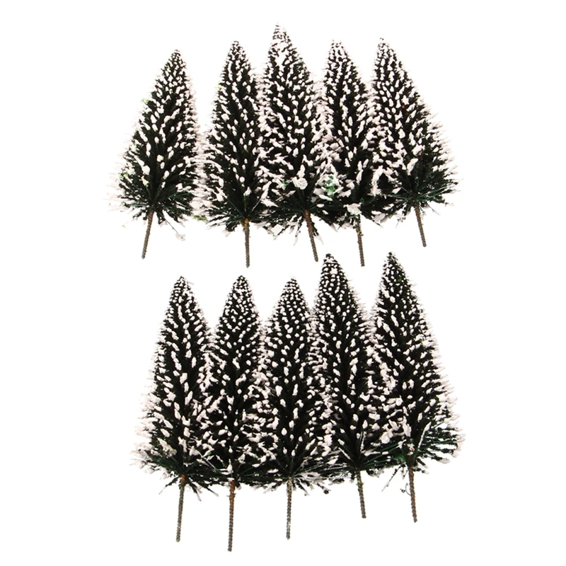 

10pcs White Dark Green Scenery Landscape Model Cedar Trees 12cm---Scale: 1:75