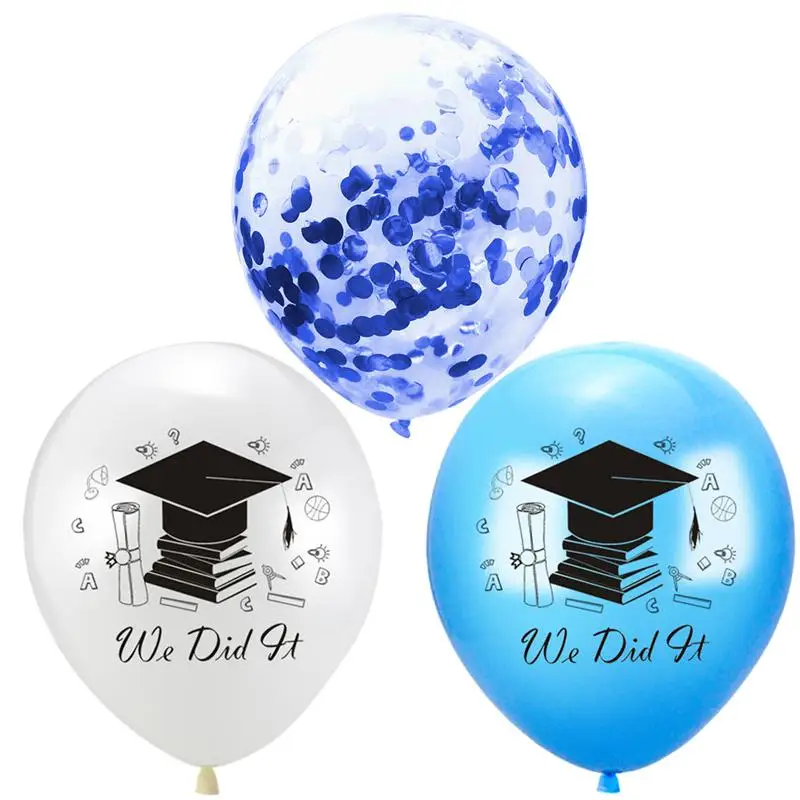 

15Pcs/Pack 2019 Graduation Season Letters And Doctor Hat Printing Balloons Decorative Sequin Balloons Graduation Party Supplies