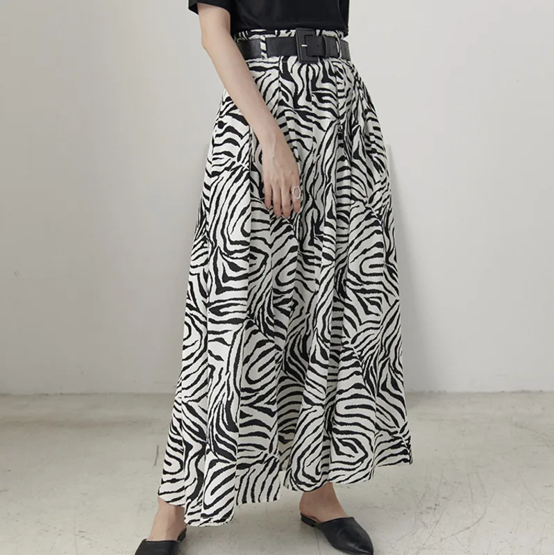 

[EWQ] 2019 Summer New Style High Waist Temperament All Match Zebra Pattern Patchwork High Street Skirt Women Fashion Tide AE849