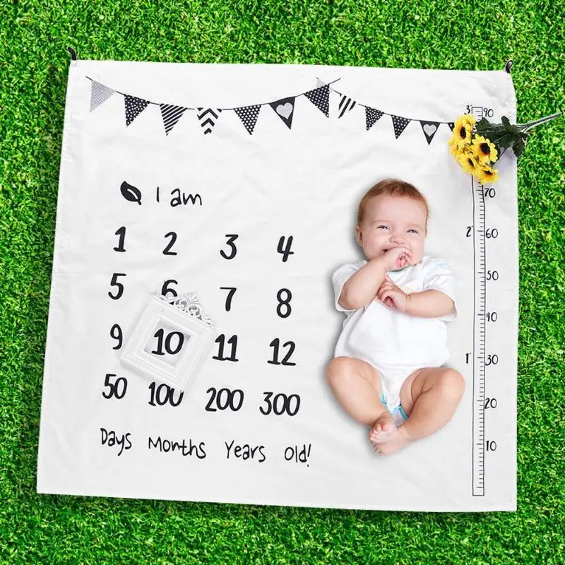 

Baby Blankets Infant Milestone Growth Memorial Blanket Love Letter Print Casual Fashion Photo Prop Cloth Swaddling Nursing Quilt