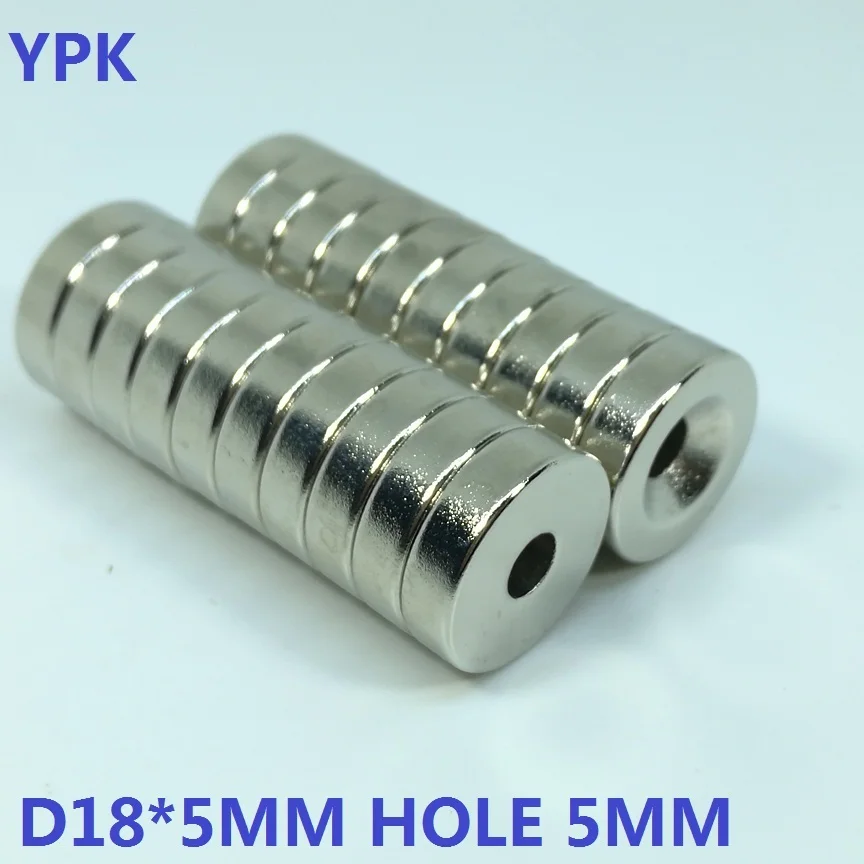 10 шт./лот дисковый Магнит 18x5 мм отверстие D5 мм N35 Сильный D потайной NdFeB магнит 18*5 постоянный магнит 18 мм x 5 мм