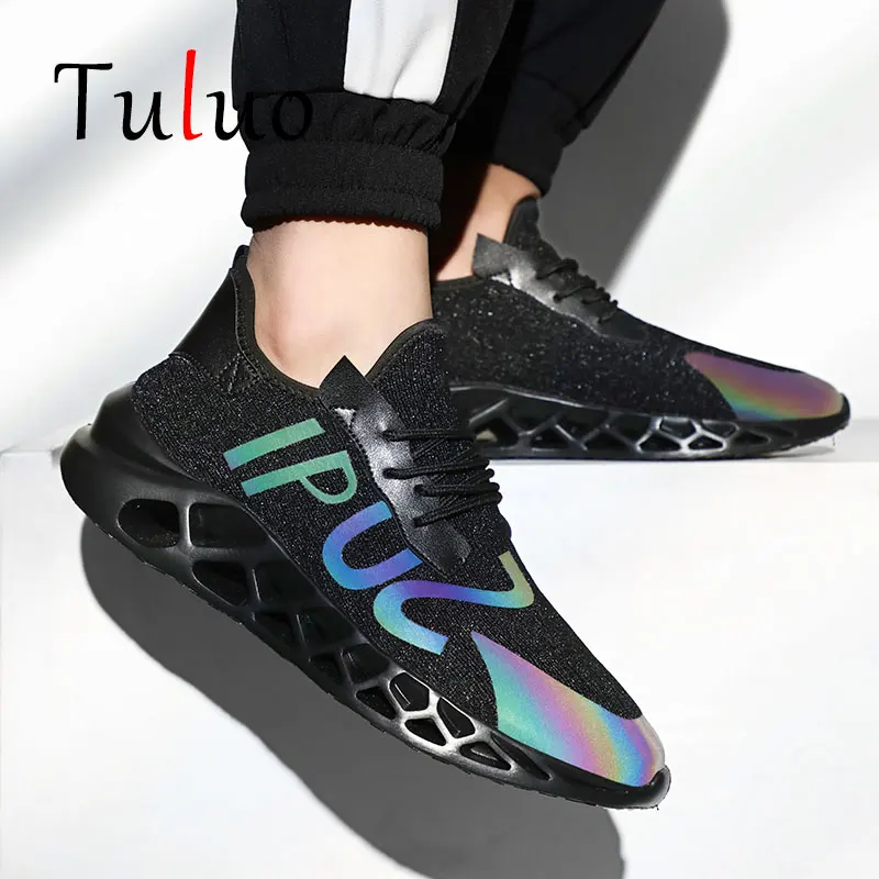 

TULUO Fashion Running Shoes For Men Summer Light Breathable Comfortable Lace-up Non Slip Jogging Athletic Male Sneakers Sports