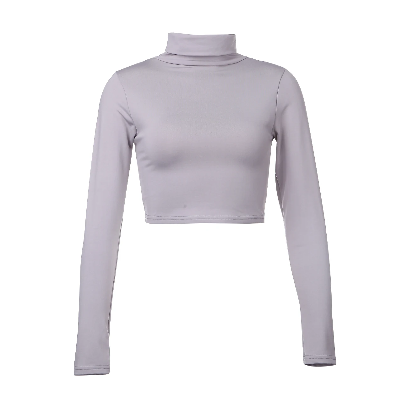 

Women Lady Turtle Neck T Shirt Crop Tops Long Sleeve Solid Stretch Jumper Casual Sexy Mini Tee Shirt Clothing